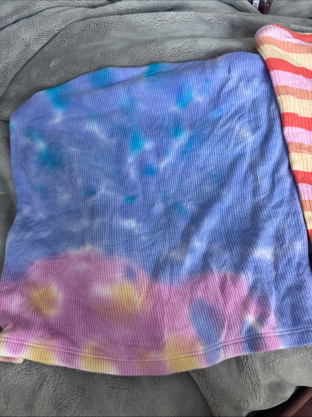 Tie-Dye  and striped Ribbed Tube Top both size small